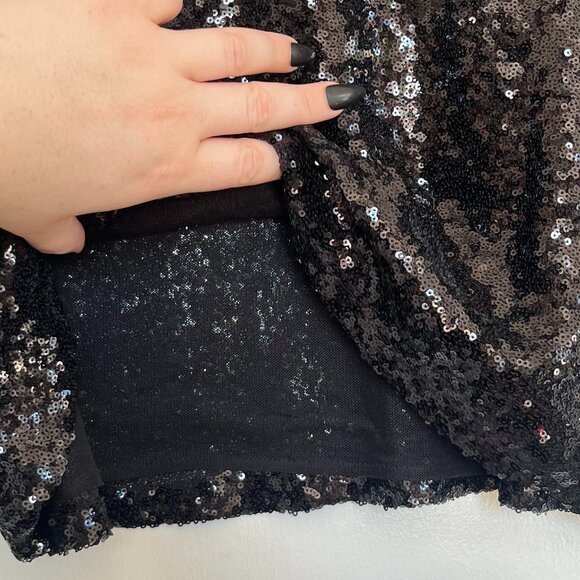 Anthropologie Black Sequin Crop Top - Picture 4 of 7